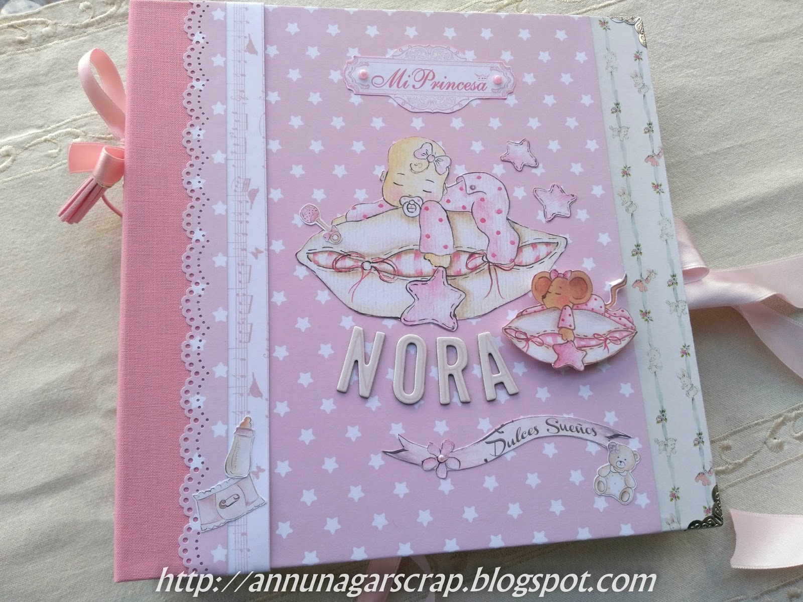 COSUCAS CUCAS el scrapbook por annunagar : Álbum bebé niña NORA