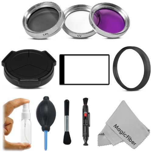Accessory Kit for PANASONIC LUMIX DMC-LX7 - Includes: 37mm Lens Adapter Ring + Auto Lens Cap + Filter Kit (UV, Polarizer, Fluorescent) + LCD Screen Protector + Professional Cleaning Kit + Lens Cleaning Pen + MagicFiber Microfiber Cleaning Cloth