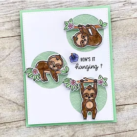 Sunny Studio Stamps: Silly Sloths customer card by LeeAnn Leonard