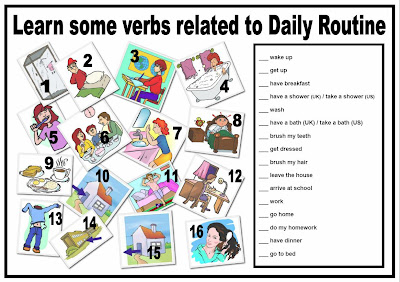 Daily Crossword on Frenchfrog S Little English Pond  Daily Routine Verbs  Matching