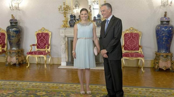 Crown Princess Victoria of Sweden met with the The President of the Portuguese Republic at the Presidential residence.