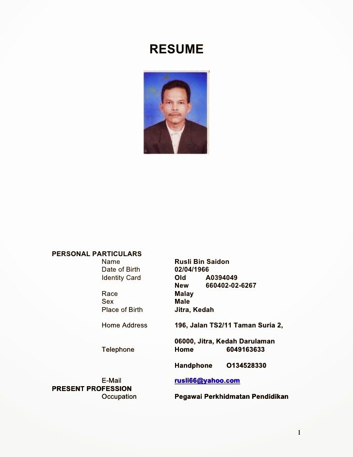 Contoh Cv Curriculum Vitae Lamaran Kerja Bahasa Indonesia Yang Menarik ...