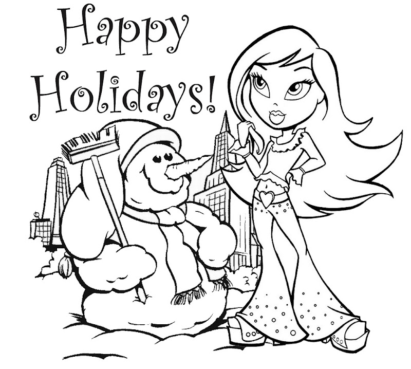 Below is bratz coloring pages for winter season, lets start coloring  title=