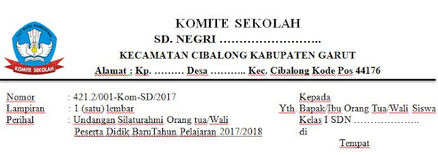 Contoh Surat Undangan Kepala Sekolah Kepada Orang Tua 