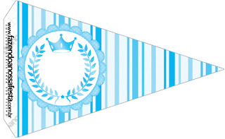 Light Blue Crown in Stripes and Polka Dots  Free Party Printables for a Quinceanera Party.