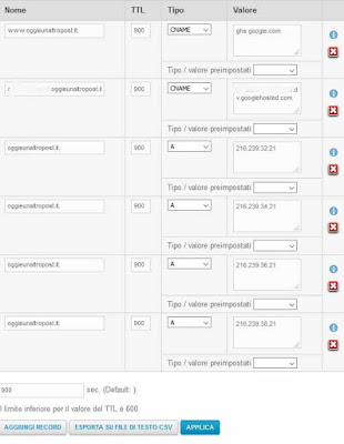 configurazione dns register