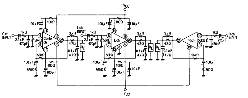 20W+20W+20W Amplifier Circuit diagram