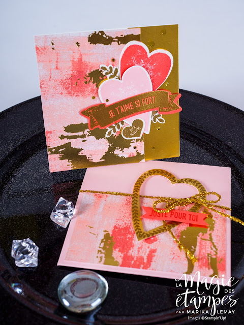 Carte de St-Valentin Stampin'Up! faite avec le jeu d'étampes Je t'aime si fort