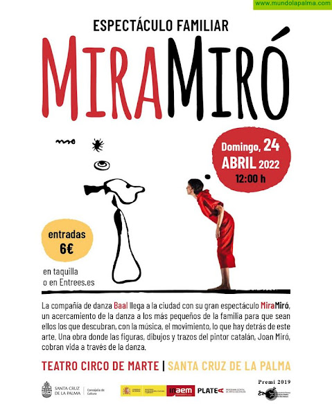 La compañía de danza Baal propone este domingo en el Teatro Circo de Marte "MiraMiró", un espectáculo familiar para redescubrir al pintor catalán
