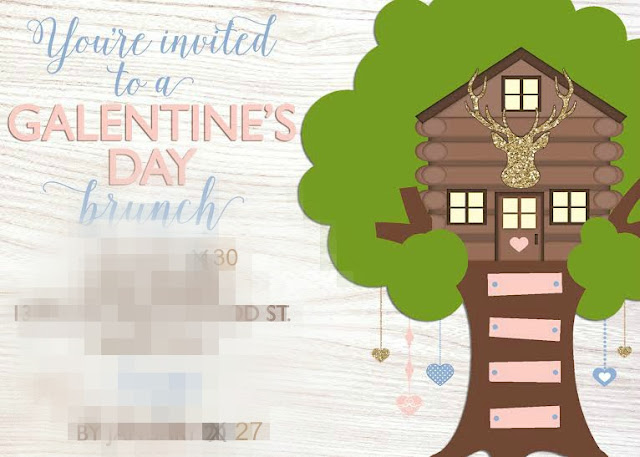 Galentine's Day Girls Fort Brunch invitation by Painting Paris Pink