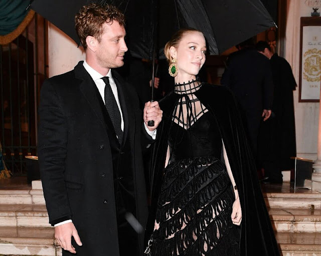 Beatrice Borromeo wore a black gown from Dior Haute Couture Spring 2018 collection