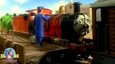 Main railway yard Sir Topham Hatt met steam tank James and Percy and Toby the tram engine Henrietta