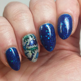 SugarTips Lacquer Fathoms Below Orly Mirrorball dinosaur nails