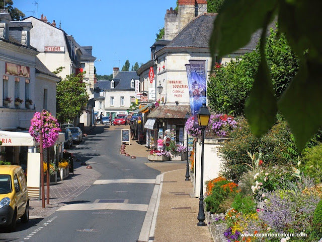 Floral street scene in Azay-le-Ridau