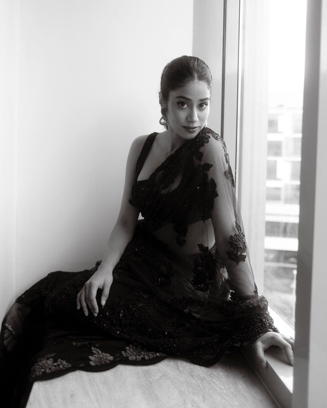 Janhvi Kapoor sheer saree hot actress