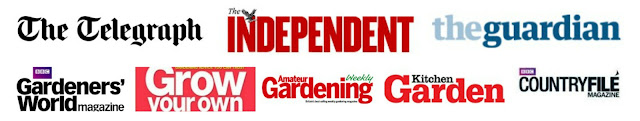 Press title logos which have featured Veg Plotting include The Telegraph, The Independent, The Guardian, Gardener's World, Grow Your Own, Kitchen Garden, Amateur Gardening and Countryfile