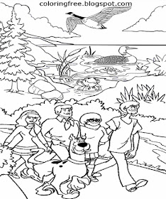 Yellowstone cartoon ghost hunt team Scooby Doo characters national park 101 mystery coloring sheets