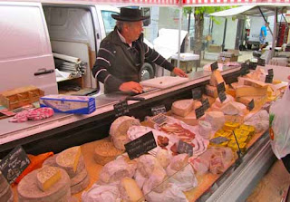 French Cheese Vendor Sunday Open Market Chablis France