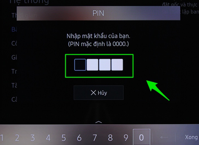 Nhập mã PIN để thực hiện đặt lại Smart Hub.Nhập mã PIN để thực hiện đặt lại Smart Hub.