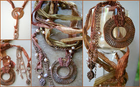 Big Hole Challenge (copper, hand-dyed silk ribbon, freshwater pearls) :: All Pretty Things