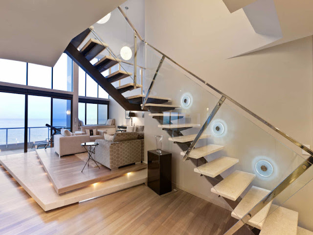 Modern glass staircase