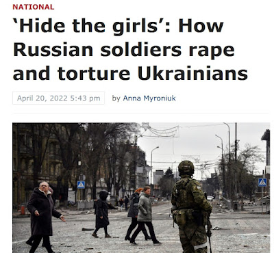 See the Google link for these articles on Russian soldier rape guided by psychcopath Putin