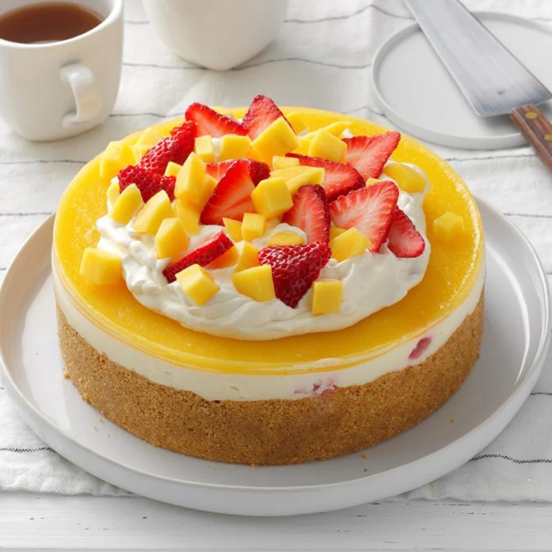 Mango Strawberry Cheesecake