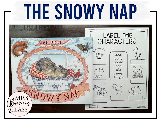 The Snowy Nap book activities unit with literacy printables, reading companion activities, comprehension worksheets, lesson ideas, and a craft for Kindergarten and First Grade