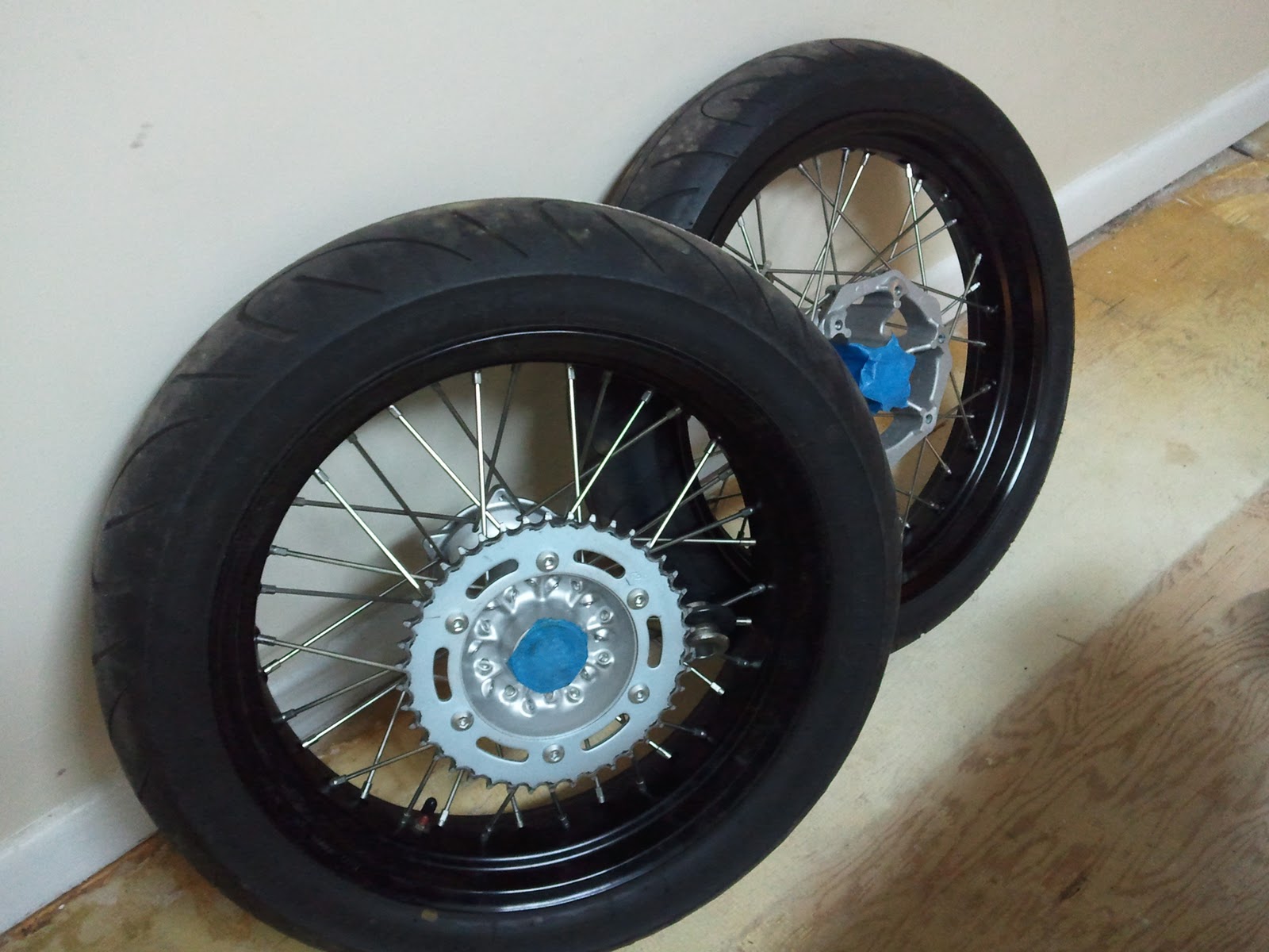 yamaha 250 dirt bike white  are the OEM supermoto wheels. The dirt wheels/tires currently mounted