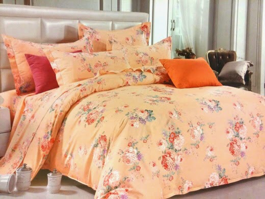 Sprei Jepang Motif Bunga Farmenia Orange