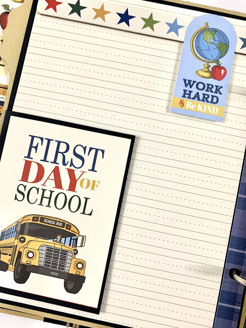School Days Scrapbook Album Page with Bus & Globe