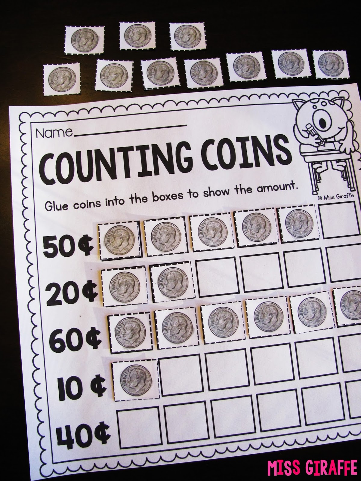 miss giraffes class teaching money