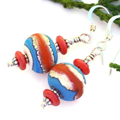 blue ivory coral jewelry southwest lampwork glass beads coral czech discs