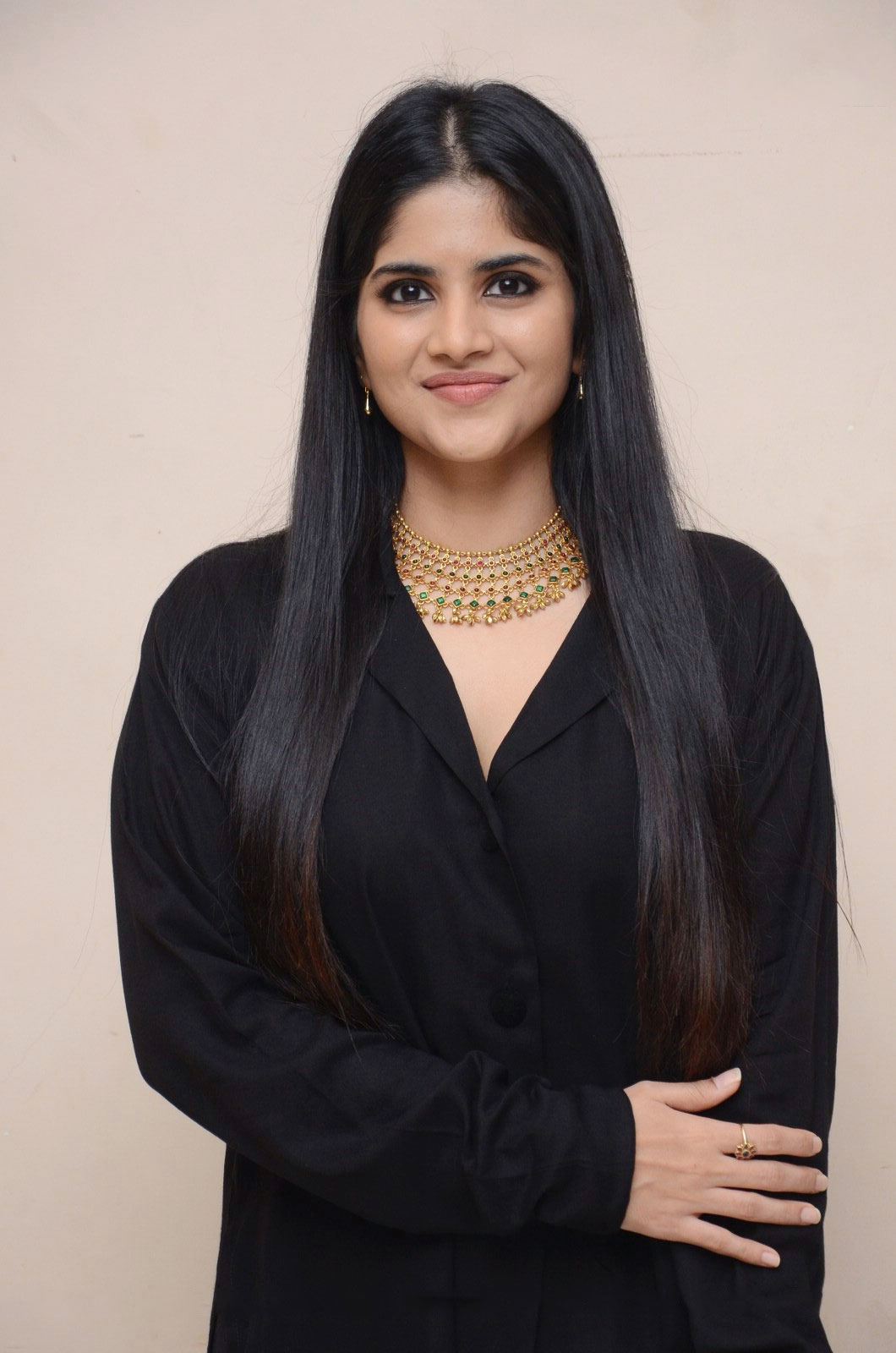 Actress Megha Akash Photos in black dress