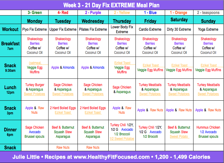 21 Day Fix Extreme Week 2 Update and Week 3 Meal Plan! 21 Day Fix Extreme Meal Plan, www.HealthyFitFocused.com, Julie Little