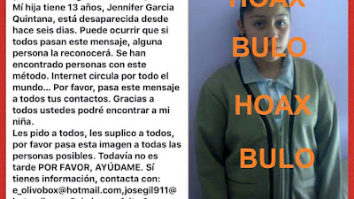 vuelve el bulo de la menor desaparecida Jennifer García Quintana