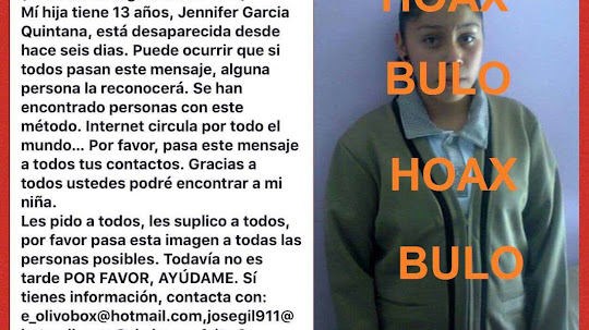 vuelve el bulo de la menor desaparecida Jennifer García Quintana