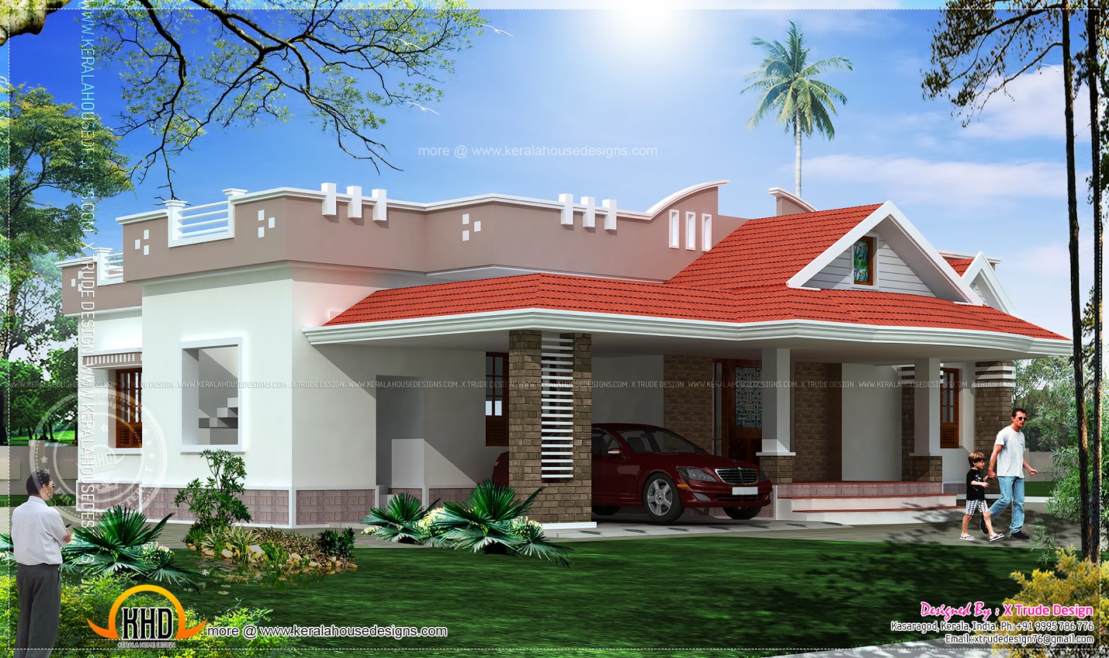  Single  storied 2 bedroom house  elevation  Kerala home  