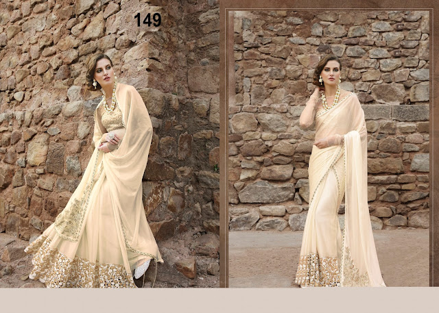 New Arrival Indian Style Cream Party Wear Saree Wholesale Distributors