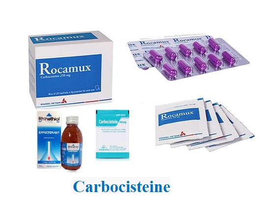 Thuốc Carbocisteine (làm loãng đàm bằng cách cắt đứt cầu nối disulfures)