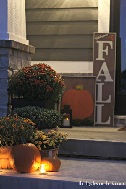 Fall front porch with candles