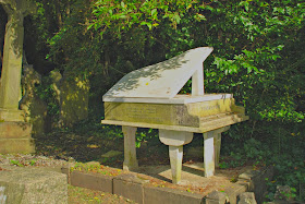 Harry Thornton's piano memorial, Highgate Cemetery, London