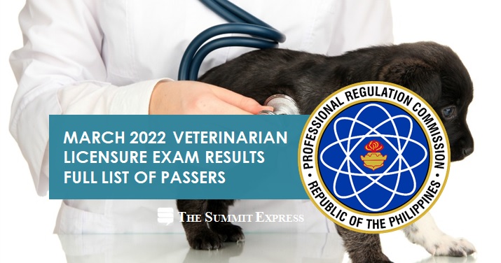 FULL RESULTS: March 2022 Veterinarian board exam list of passers, top 10