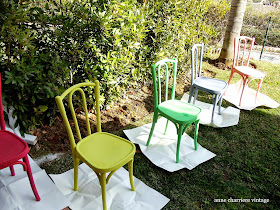 www.annecharriere.com, anne charriere vintage, peindre chaises bistrot,