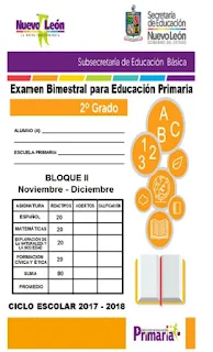 Examen Bimestral para Educación Primaria Segundo Grado Segundo Bimestre