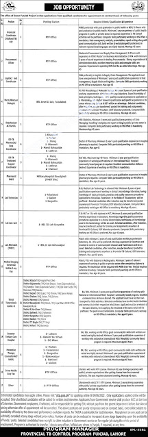 Provincial TB Control Program Punjab Jobs 2022