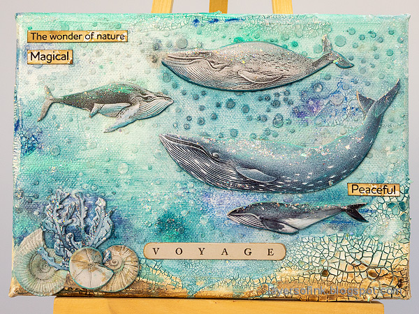 Layers of ink - Whale Mixed Media Canvas Tutorial by Anna-Karin Evaldsson.