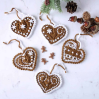 corazones navideños a crochet