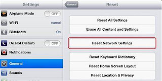 Screenshot of how to reset network settings on a mobile phone