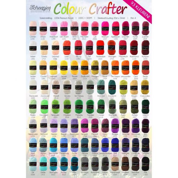 Scheepjes Colour Crafter -- 96 colors available (100% premium Acrylic; 100g/300m)